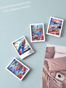 1 Máy Tính Dễ Thương Động Vật Đại Dương Nhựa Nam Châm Gắn Tủ Lạnh Sinh Động Cá Heo & Rùa 3D Hoạt Hình Trang Trí - Nhiều màu - Xem 2