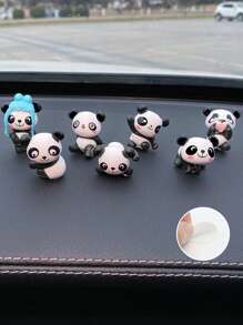 8pcs Car Decoration Ornaments Cute Panda Creative Cartoon Center Console Interior Decoration Ornaments