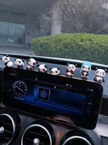 8pcs Car Decoration Ornaments Cute Panda Creative Cartoon Center Console Interior Decoration Ornaments