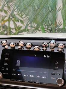 8pcs Car Decoration Ornaments Cute Panda Creative Cartoon Center Console Interior Decoration Ornaments