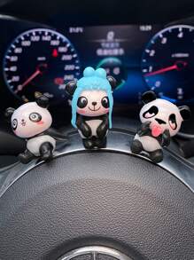 8pcs Car Decoration Ornaments Cute Panda Creative Cartoon Center Console Interior Decoration Ornaments