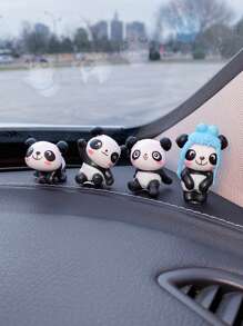 8pcs Car Decoration Ornaments Cute Panda Creative Cartoon Center Console Interior Decoration Ornaments