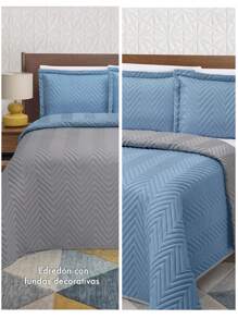 Home Elephant Edredón Ligero con Funda Capitonada King Size Dos Vistas Suave - Azul - Ver 4