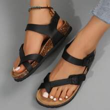 Women's Casual Fashion Adjustable Buckle Comfort Sandals,Cork Insole Sport Memory Foam Cushioning Anti-Slip Orthopedic Sandal Slippers - 黑色 - 查看 4