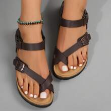 Women's Casual Fashion Adjustable Buckle Comfort Sandals,Cork Insole Sport Memory Foam Cushioning Anti-Slip Orthopedic Sandal Slippers - 棕色 - 查看 6