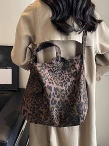 Sac de transport en canevas imprimé léopard pour femmes, sac polyvalent à capacité importante, pratique pour la main et l'épaule, sac à bandoulière de maman. Convient pour sortir, pour un rendez-vous, pour le shopping, pour assortir au quotidien, pour offrir des cadeaux, pour le bureau. Sac à imprimé guépard pour femmes, le retour du léopard