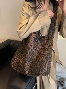 Sac de transport en canevas imprimé léopard pour femmes, sac polyvalent à capacité importante, pratique pour la main et l'épaule, sac à bandoulière de maman. Convient pour sortir, pour un rendez-vous, pour le shopping, pour assortir au quotidien, pour offrir des cadeaux, pour le bureau. Sac à imprimé guépard pour femmes, le retour du léopard