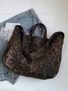 Sac de transport en canevas imprimé léopard pour femmes, sac polyvalent à capacité importante, pratique pour la main et l'épaule, sac à bandoulière de maman. Convient pour sortir, pour un rendez-vous, pour le shopping, pour assortir au quotidien, pour offrir des cadeaux, pour le bureau. Sac à imprimé guépard pour femmes, le retour du léopard