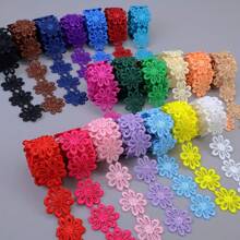 优雅的 1 码雏菊刺绣蕾丝花边丝带适用于 DIY 缝纫工艺品、箱包、服装缝纫服装、工艺品用品 - 为您的作品增添一丝精致！ - 多色 - 查看 9