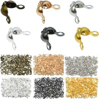 200 件装连接扣配件 4*7 毫米球链帽端压接珠子连接件适用于 DIY 珠宝制作配件