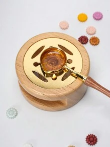 1pc Natural Wooden Wax Seal Melter And 1pc Golden Wooden Wax Stick For DIY Sealing Wax Beads Stamp Back To School,Back To School,School Supplies