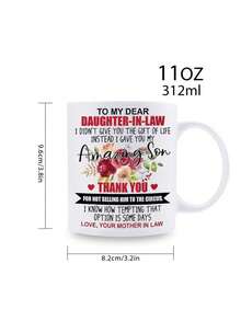 1 件，3A 级，儿媳礼品咖啡杯，送给我亲爱的儿媳，来自我可爱的儿子，11 盎司陶瓷咖啡杯，有趣的杯子，理想的礼物，圣诞节生日礼物 - 彩色 - 查看 2