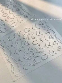 MAOMIA 1入組珍珠美甲貼紙，帶有水晶和珍珠，可DIY藝術Y2K風格指甲沙龍裝飾貼花 - 彩色 - 查看 9