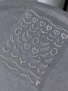 MAOMIA 1入組珍珠美甲貼紙，帶有水晶和珍珠，可DIY藝術Y2K風格指甲沙龍裝飾貼花 - 彩色 - 查看 3