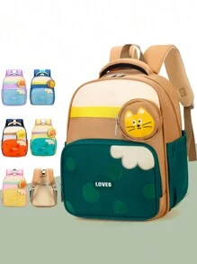 Cartoon Cute Little Tiger Lightweight Colorful Backpack With Coin Purse And Anti-Slip Shoulder Buckle For 3-6 Years Old Kids Kindergarten