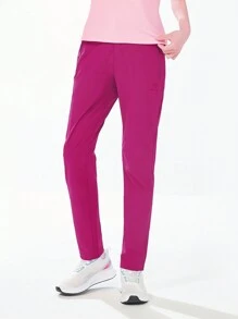 TECTOP Women Cargo Pants Quick Dry Hiking Lightweight Water Resistant Elastic Waist Zipper Pockets - 玫紅色 - 查看 4
