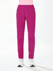 TECTOP Women Cargo Pants Quick Dry Hiking Lightweight Water Resistant Elastic Waist Zipper Pockets - 玫紅色 - 查看 6