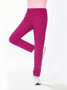 TECTOP Women Cargo Pants Quick Dry Hiking Lightweight Water Resistant Elastic Waist Zipper Pockets - 玫紅色 - 查看 9