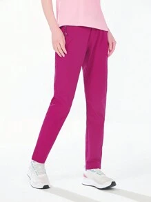 TECTOP Women Cargo Pants Quick Dry Hiking Lightweight Water Resistant Elastic Waist Zipper Pockets - 玫紅色 - 查看 5