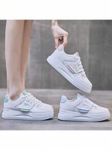 Zapatillas de deporte de fondo grueso de la moda del centenar de las mujeres, zapatos planos transpirables cómodos ocasionales, hombres y mujeres que usan las zapatillas de deporte - Azul - Ver 7