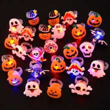 Halloween Light Up Ring Party Favors Light Up Toys Luminous Flash Finger LED Rings Blinking Jelly Rubber Rings Halloween Christmas Accessories 