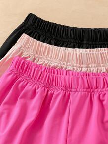 Conjunto de 3 prendas de verano de moda: top y shorts, de unicolor para niña preadolescente, de tela cómoda, dulce y sencillo, muy adecuado para el uso en verano - Multicolor - Ver 5