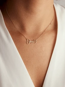1 Stück individuell angefertigter Krallenhänger-Halskette für Frauen und Männer, modischer personalisierter Namensschild Katzen-Pfötchen-Choker aus Edelstahl in Goldfarbe, individuell gravierte Liebesbrief-Schmuckstücke, Hochzeitsfeier Accessoires, Jahrestags-Geschenke für den besten Freund