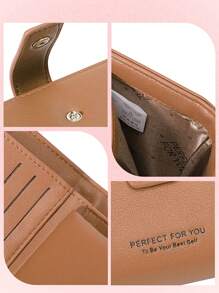 PFY PERFECT FOR YOU Forever Young FY Small Wallet For Women Zipper PU Leather Card Holder Compact Wallets With Zipper Coin Pocket Slim Multi CardholderOrange - Brown - View 8