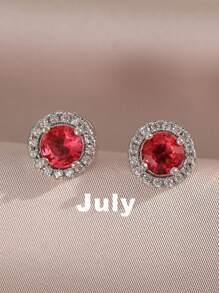 jealous young 1 Par de Brincos Redondos Clássicos com Pedra de Nascimento de Zircônia Cúbica em 12 Cores para Mulheres e Meninas, Brinco Luxuoso de Presente de Joias de Volta às Aulas para Casamentos, Noivados, Aniversários e Festas.