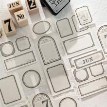 1本30張極簡邊框圖案材質紙裝飾記事本美學手帳DIY手帳膠帶藝術筆記本易撕紙付款學校文具用品 - 1本 - 查看 2