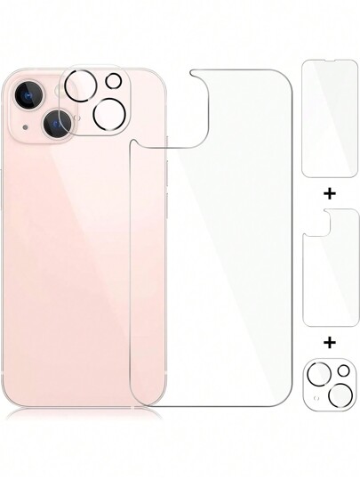 [3 In 1] 1pc Screen Protector, +1pc Lens Protector +1pc Back Glass Protector For IPhone 17/16/11/12/13/13mini/14/15/15plus/Pro/Promax Anti-Scratch, 9H Hardness