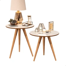 Living Room Game Round Side Table Support Stick Feet Retro Corner Auxiliary Table Kit Sofa Support Objects Home Decoration - Apricot - View 2