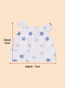 3入組寶寶帽子，透氣舒適柔軟，可愛的熊耳朵，適用於秋冬款式