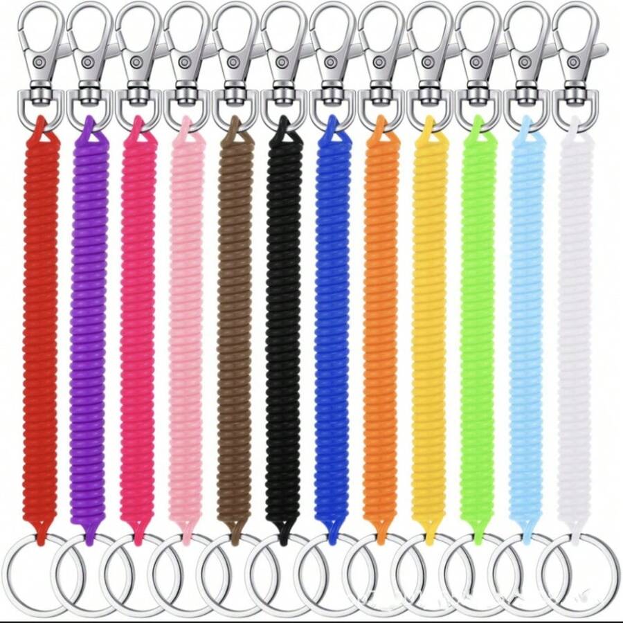 2/3/5 件随机弹簧绳钥匙扣，塑料伸缩弹簧钥匙扣，适用于手机和包包 - 彩色 - 查看 1