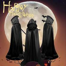 1PC Halloween Cloak Black Death Cloak Witch Demon Costume Vampire Party Cloak Tint Material Color Bright Bright Touch Silky Smooth - Multicolor - View 2
