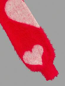 心形图案圆领毛衣，秋冬新品 - 粉色 - 查看 5