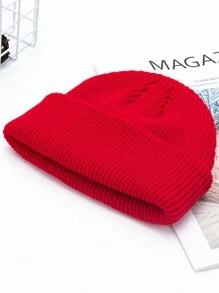 1pc Solid Color Beanie Hat For Men, Knitted And Warm, Korean Style, Versatile And Hat For Winter - A - View 4
