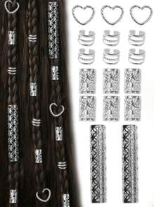 27pcs/Set Mixed Shapes Dreadlock Hair Scrunchies Set, Suitable For Braided Hairstyles, Adjustable Hair Bands For All Seasons