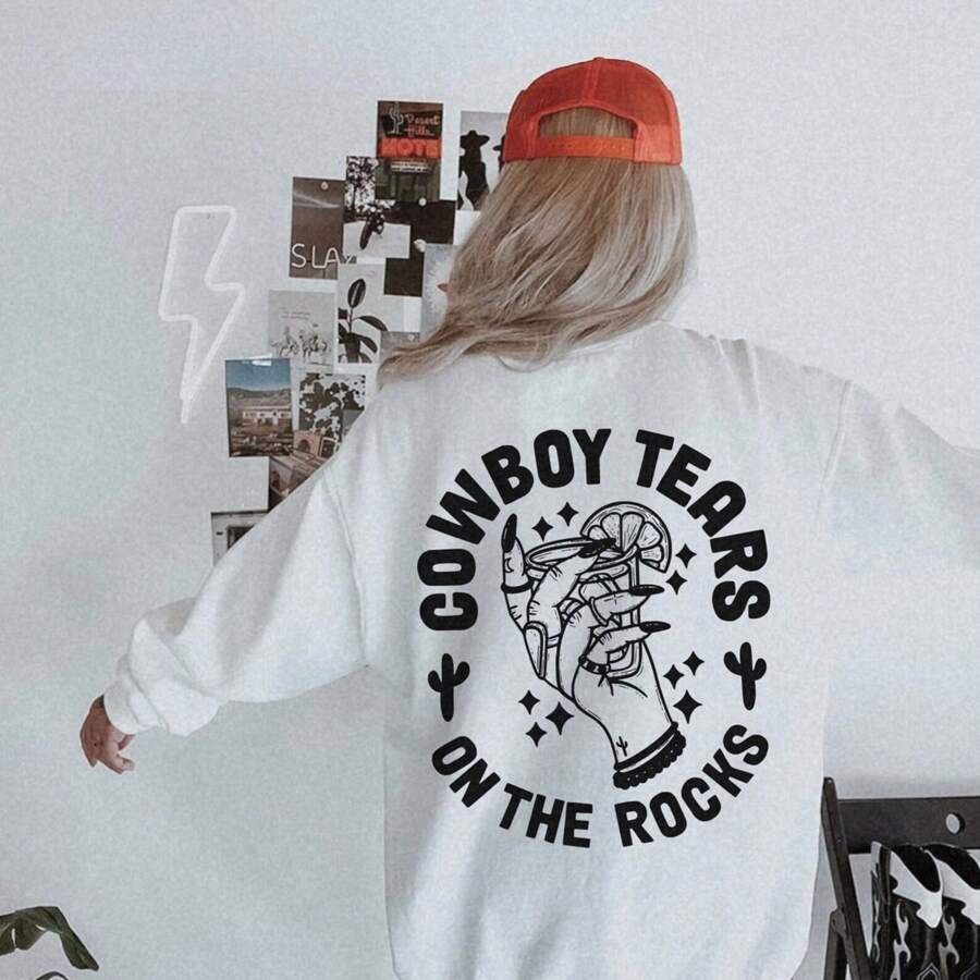 Cowgirl Sweatshirt Western Inspired Crewneck Disco Cowgirl Tshirt Oversized Retro Crewneck Cowgirl Hoodie Country Music Shirt Western Tshirt - Grey - View 1