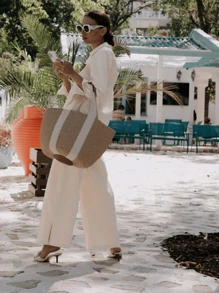 Women's Loose Fitting Long Pants Set - Màu Khaki - Xem 3