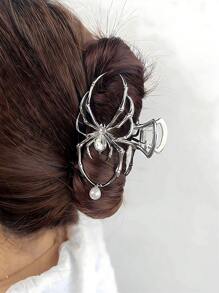 哥特风格金属蜘蛛流苏发夹，发爪夹，女士发夹发饰，发饰，爪夹，发夹，秋冬度假装女士发夹 - 銀色 - 查看 5