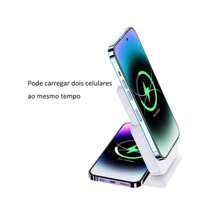 Carregador Indução Dock e Power Bank Magnético 10000 Mah Turbo 4 em 1 Para iphone 12 13 14 15 e Apple Watch e AirPods  AGOLD BTE-88 - Branco - Visão 5