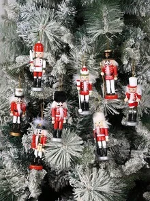 4 件 13 厘米胡桃夹子饰品，木制木偶胡桃夹子小雕像，圣诞节节日家居装饰挂饰，木制圣诞装饰品，家居节日装饰，圣诞树饰品，适合节日派对，圣诞派对装饰 - 彩色 - 查看 7