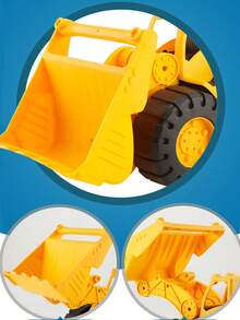 1 件大型逼真挖掘机玩具、建筑玩具、自卸卡车玩具、推土机玩具 - 逼真的惯性驱动挖沙机，具有滑动动作 - 非常适合海滩和后院玩耍，理想的沙滩/海滩玩具、卡车玩具、挖掘机、玩具卡车 - 黃色 - 查看 3