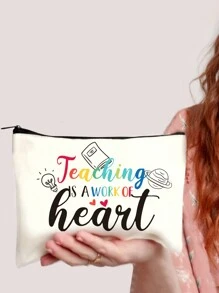 1入組字母帆布手提包、文具袋、鉛筆盒、手拿包、禮物袋，適用於母親、女兒、好友、老師、畢業生、上學必備品、教師節禮物和假日必需品 - 彩色 - 查看 17