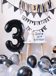 1 件 40 英寸巨型金箔聚酯薄膜数字气球，适用于男士女士生日派对装饰周年派对用品， - 黑色 - 查看 4