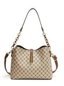 Dedoo Bolsa e Bolsa de Ombro de Luxo Clássica e da Moda Europeia e Americana de Grande Capacidade para Pessoas de Meia-Idade, Outono/Inverno - Multicolorido - Visão 3