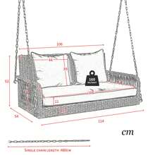 Sweiko Sweiko Gartenschaukel, Gartenmöbel-Set für den Außenbereich, Beiges Rattan, beiges Sitzkissen, 2 Sitze, mit Sitzkissen und Rückenkissen, abnehmbar und waschbar