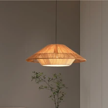 E27*1 3000K Warm White/6500K White Bulb (Not Included) & Linen Rope Woven Pendant Light, 85-265V/ Simple Creative Handmade Japanese-Style Retro Lamp For Bedroom Living Room Guest Room Restaurant, Adjustable 1m Hanging Length, Suitable For Kitchen Island, Dining Room, Craft Room. - Rope Braided Chandelier1 - View 20