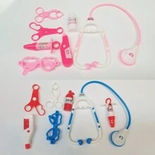 Conjunto de 7 piezas de juguetes simulados para médico y familia: maletín disfrazado de médico, rompecabezas de juguete para niños, accesorios de juego educativos, adecuado para niños de 3 a 6 años en juegos de rol (El color y los accesorios de estilo son aleatorios) - Multicolor - Ver 2